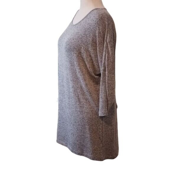 Natural Reflections, Size L, Heathered Grey, Lightweight Sweater with 3/4 Sleeve - Picture 2 of 9